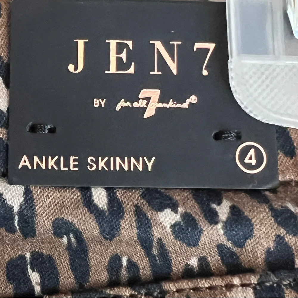 Jen 7 Size 4 Animal Print Ankle Skinny Stretch Denim Pants w/5 Pockets B…